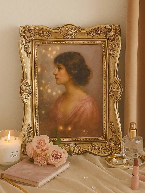 Vintage Gold Baroque Photo Frame – Romantic Tabletop & Wall Decor For Portraits, Flowers, Bestie Memories & Holiday Gifts