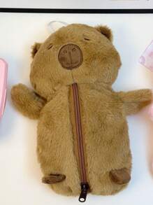 1 PC Capybara Plush Pencil Case, Soft And Cute, Creative Girl, Niche Student Stationery, Desktop Pencil Storage Bag