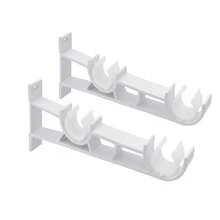 Sturdy Double Layer Curtain Rod Brackets, Wall Mounted Curtain Rod Holders, Fits Approx. 1 Inch Diameter Curtain Rods