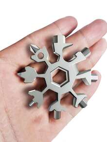 1pc 18-In-1 Stainless Steel Snowflake Multi-Tool, Bottle Opener/Flat/ Screwdriver Set/Wrench, Christmas Gift For Men - Silver - View 9