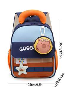 New Kappibara Backpack, Unisex, Lightweight & Comfortable, Suitable For Casual Travel And School Use - Navy Blue - View 5