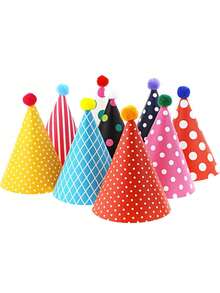 Set de 11 piezas de sombreros de fiesta de cumpleaños para bebé - Sombreros cónicos lindos, coronas y bolas de burbujas esponjosas para cumpleaños de bebé, baby shower, celebración del primer mes, revelación de género, suministros y decoraciones para fiestas infantiles - Multicolor - Ver 2