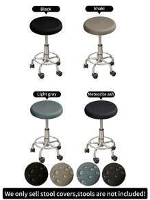 1pc/2pcs/4pcs/6pcs/30pcs Khaki Waterproof Milk Silk Coated Round Stool Covers, Modern Style, All-Season Dustproof Removable Elastic High-End Bar Stool Slipcovers, Suitable For Home, Bar Etc., Black, Light Grey, Meteor Grey