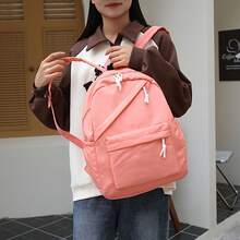 4pcs/Set, Classic Solid Color Casual Travel Backpack Set, Large Capacity Backpack Schoolbags - Blue - View 5