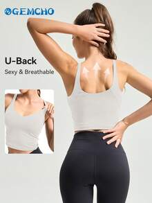 Áo tank top thể thao dáng dài không gọng, có đệm mút, hỗ trợ vừa phải dành cho nữ, thích hợp cho mùa hè. - Màu Xám nhạt - Xem 7