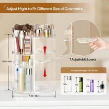Makeup Organizer 360 - Degree Rotating, Adjustable Makeup Storage, 7 Layers Large Capacity Cosmetic Storage Unit, Fits Different Types Of Cosmetics And Accessories, Plus Size - 加大號 + 壓克力透明 - 查看 2