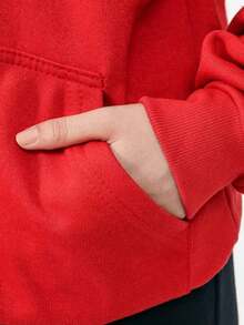 Children's Sweatshirt Cold Weather School Hoodie Unisex  Original Logo Minimalist Coat - 紅色 - 查看 2