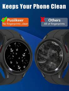 3 件防窥钢化玻璃屏幕保护膜，兼容 Galaxy Watch 4、5、Pro、6、Classic 40mm、44mm、43mm、47mm，9H 硬度防偷窥超薄钢化玻璃屏幕保护膜屏幕保护必需品，适用于日常防护、办公室、家庭手表屏幕保护膜手表保护套手表配件防水防震防摔防摔防刮防指纹全覆盖 - 黑色 - 查看 4