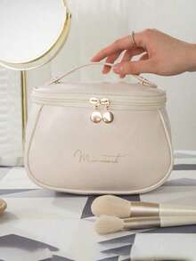 PU Leather Portable Cosmetic Bag, Multi-Function Travel Storage Bag, Lightweight Toiletries Cosmetic Bag, Cosmetic Storage Bag, Handheld Cosmetic Storage Bag, Cruise Essentials, Dormitory Essentials, Valentine's Day Gifts, Wedding Bridesmaid Gifts, Birthday Gifts, Friends And Teacher Gifts, Mom Gifts, Christmas Gifts, Halloween Gifts, Makeup Bag, Vanity, Makeup Bags, Small Makeup Bag, Cosmetic Bag, Christmas Gifts, Pouch, Clutch / Small Handbag, Makeup Organizer, Pouch, Brush Holder, Mini Pouch, Large Capacity Pouch,Gifts For Women,Christmas Gifts,Gift Ideas For Women - Multicolor - View 12