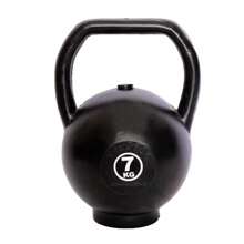 Pesa rusa kettlebell 7 kg color negro fitness gym equipo de entrenamiento fuerza Body completo agarre ergonómico superficie antideslizante apto para rutina de gimnasio en casa o profesionales - Negro - Ver 1