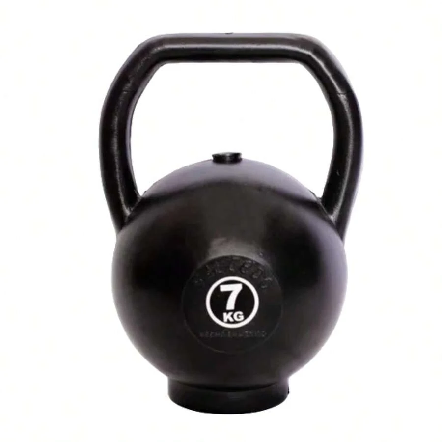 Pesa rusa kettlebell 7 kg color negro fitness gym equipo de entrenamiento fuerza Body completo agarre ergonómico superficie antideslizante apto para rutina de gimnasio en casa o profesionales - Negro - Ver 1