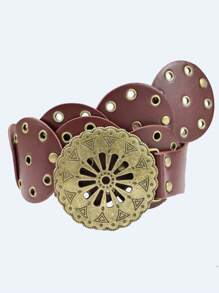 1 pieza Cinturón estilo bohemio occidental tipo vaquero, cinturón de cuero punk con asa de flor, accesorio de cinturón bohemia retro para vestir, adecuado para uso diario, Commute, ing, vacaciones, fiesta de Navidad, regalo para ti, amigos, familia, novia, madre, Día de San Valentín