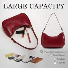 Shoulder Bag For Women Y2K  Hobo Handbags Purse Vegan Leather Clutch Handbag With 2 Adjustable Removable Straps - 紅色 - 查看 6