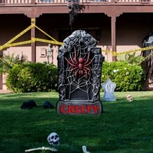 Halloween Grabstein Yard Schilder - 6er Pack Kunststoff Friedhof Deko mit Stäben für den Rasen, Outdoor Gruselszene Requisiten - langanhaltend, ohne Strom, federlos - perfekt für Halloween Party Dekorationen