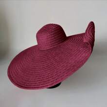 1pc Women's Large Brim Solid Color Sun Hat, Breathable And Comfortable, For Fishing, Cycling, Outdoor & Beach Use During Summer