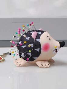 1 件可爱针垫针垫刺猬形状柔软面料针垫圆形针绗缝支架女士缝纫工艺工具 - 彩色 - 查看 2