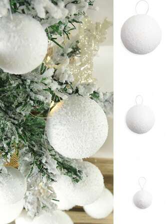6个装 - 白色泡沫球，用于圣诞树雪球吊坠，尺寸分别为4/6/8厘米。适用于新年、婚礼和派对装饰。可用于圣诞树装饰、礼品包装配件、场景装饰、房间装饰、家居装饰、办公室装饰、主题派对装饰以及圣诞节装饰。