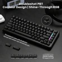 ATTACK SHARK X82PRO HE Wireless RGB Mechanical Gaming Keyboard With Rapid Trigger, Actuation Adjustment, Hall Effect Magnetic Switch, 8K Polling Rate, 2.4G/Bluetooth/USB-C, 5000mAh Battery For PC/Win (Anime White) - 黑色等高線 - 查看 8