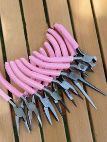 高品质碳钢珠宝钳，圆嘴锯齿状边缘 - 粉色，非常适合 DIY 串珠和手工制作 - 彩色 - 查看 4