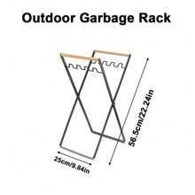 1pc Foldable Outdoor Trash Bag Holder Portable Camping Garbage Rack With Wooden Handle Durable And Lightweight Sundries Storage Rack Plastic Bag Holder For Camping Picnic Barbecue And Home Kitchen, Space Saving Design