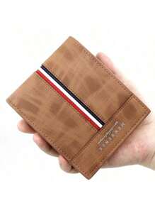 Portafoglio corto opaco da uomo. Borsa pieghevole a tre ante con grande capacità. Portamonete. Molteplici slot per carte di credito. Portafoglio con cerniera per uomo
