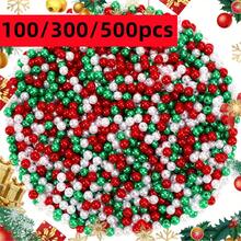 100/300/500pcs 6mm Acrylic Red, Green, And White Christmas Beads, Used For Jewelry Making DIY Round Beads, Perfect For Holiday Parties, Christmas Themed Decorations, Necklaces, Bracelets, Earrings, And DIY Decoration Kits To Decorate Beads