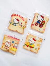 Sanrio 100pcs Sanrio Popular Cute Hellokity Toast Packaging Bag, Bread Packaging Bag, Disposable Food With Printed Self-Adhesive Bag, Fruit Baked Food Self-Sealing Bag, School Season