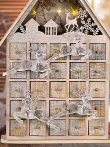 12 buc decorațiuni pentru brad de Crăciun, pandantiv transparent cu fulg de zăpadă de Crăciun, pandantiv creativ cu cerb, pandantiv pentru brad de Crăciun, pandantive transparente acrilice de interior pentru decorațiuni de Crăciun pentru ușă și fereastră, decor de cameră de iarnă