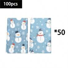 1 set/2 piezas/100 piezas Toallas de cocina y paños de cocina con diseño de muñeco de nieve, adecuados para decoración de interiores en restaurante, cocina, baño, decoración de fiestas, pueden usarse como regalos navideños