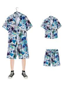 Men Shirt Co-Ords - 彩色 - 查看 1