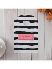 45 piezas Bolsas de regalo de plástico mini para empaquetado de joyería, bolsas de compras con asa, a rayas negras, para Halloween, Navidad