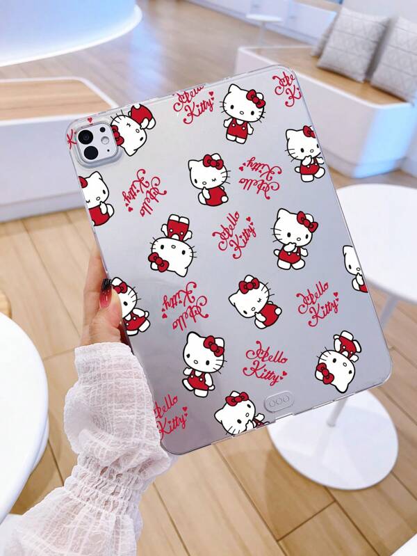 Sanrio 1 Stück Sanrio süße Cartoon Tarnmuster Hello Kitty UV lackierte transparente rutschfeste und stoßfeste Tablet Hülle, passend für iPad 10. Generation, iPad 9.7/10.2/10.5/10.9/11 Zoll, iPad Air 11 Zoll (M2) - 2024, iPad Pro 11 Zoll (M4) - 2024