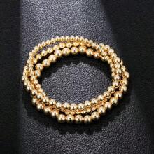 1pc Punk Style Exaggerated CCB Plastic Beaded Chain Bracelet, Hip-Hop Geometric Metal Jewelry Set