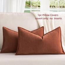 1pc (Without Pillow Insert) Solid Color Chenille Herringbone Jacquard Thickened Throw Pillow Cover, Suitable For All Seasons, Sofa Decor Cushion, Bed Backrest Pillow, Coffee House, Farmhouse Soft Furnishing