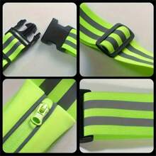 Fluorescent Green Reflective Running Waist Bag - Lightweight Nylon Zipper Bag, Suitable For Night Running, Work, And Phone Storage | Safety Buckle Closure Durable Outdoor Sports Equipment