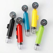 1 pieza Inflador con manómetro de presión de aire, inflador de baloncesto, inflador de aros de natación de plástico, herramienta portátil para inflar pelotas