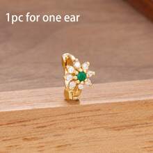 1 Peça Brinco Argola Pequena com Zircônia, Brinco Dourado 18K com Florzinha, Brincos de Cartilagem, Labrete, Tragus, Hélix, Joias de Piercing