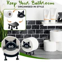 3 件可爱猫咪形状纸巾架，桌面装饰，可爱动物卫生纸塔架，设计有趣，独立式小猫纸巾架，最多可容纳 3 卷，时尚浴室配件，送给猫爱好者的完美礼物，家居装饰，浴室装饰