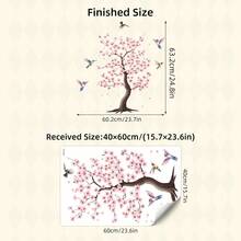 粉色花朵丛林蝴蝶鸟类可移除儿童房墙贴，适合女孩 - 自粘式儿童房装饰贴花，可重新定位粉色蝴蝶鸟花卉乙烯基墙贴，易于粘贴 - 彩色 - 查看 14