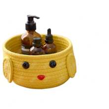 1pc Cartoon Woven Snack Storage Box With Lid, Cute Entryway Organizer Basket For Women Storage Organizer Travel Essentials Back To School Dormitory Storage