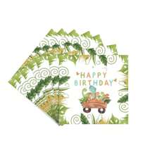 16 szt./jednorazowych serwetek zaprojektowanych specjalnie na przyjęcia urodzinowe dla dzieci z motywem kreskówkowych dinozaurów