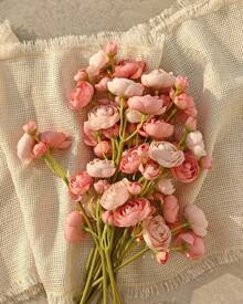 36pcs Ranunculus Artificial Flower Light Champagne Silk Flowers Faux DIY Bouquet For Wedding Engagement Centerpieces Arrangements Bridal Shower Decorations Home Decor