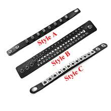 Xiacheng 1/3件装朋克摇滚皮革手链，女士流行80年代90年代Emo风格饰品，复古铆钉可调节缠绕式手链 - 黑色 - 查看 7