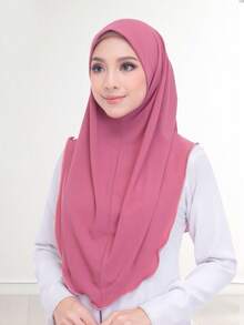 قطعة واحدة وشاح إسلامي محجبة لون سادة للنساء ، أوشحة طويلة لفة الرأس حجاب - متعدد الألوان - مشاهدة 24