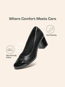 Women's Low Chunky Pumps Block Heel Dress Shoes Closed Round Toe Comfortable Heels For Commuting Parties Daily Wear - Black - View 6