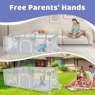 71 Inch Extra Large Baby Play Yard, Baby Playpen With Soft Breathable Mesh, Kids Indoor And Outdoor Playpen, Infant And Toddler Playpen, Non-Slip Base Playpen
