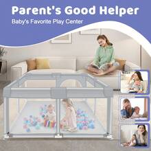 1-Pack Baby Playpen, 50*50 Inch Baby Playground With Soft Breathable Mesh And Non-Slip Base, Baby Playpen Baby Playground For Boys And Girls, Indoor And Outdoor Playground - 灰色 - 查看 2