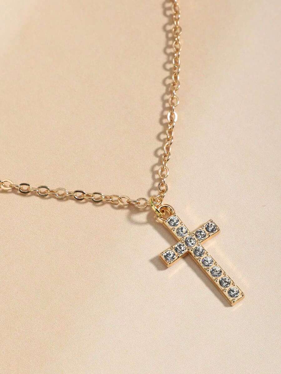 水钻优雅女士项链，轻质奢华锁骨链吊坠项链配锆石，时尚配饰多层项链