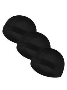 3pcs Solid Color Satin Elastic Shower Cap, Soft Breathable Hair Wrap, Sleeping Cap, Unisex Suitable For Sleeping, Shower, Sports, Hip-Hop Enthusiasts - Multicolor - View 13