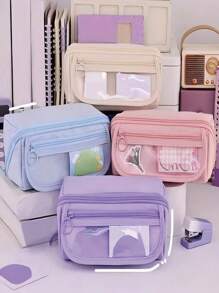 1 étui à crayon créatif grandes capacité tout-en-un avec organisateur de bureau multifonctions et boîte de rangement pour articles de papeterie. Convient aux garçons et aux filles pour leurs études et leur travail. Étui à crayon pratique et cadeau d'apprentissage portable